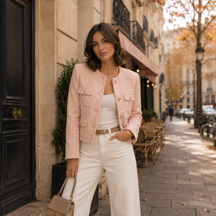 Tweed de laine rose doux - Ribes y Casals