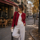 Tweed de laine rouge - Ribes y Casals