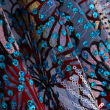 Tulle floqué brodé de sequins « Jardin bleu » - Ribes y Casals