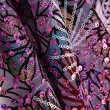 Tulle floqué brodé de sequins « Jardin violet » - Ribes y Casals