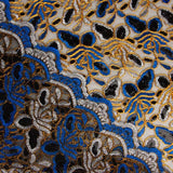 Broderie « Rebrodé » avec tissu à sequins Alhambra bleus - Ribes y Casals
