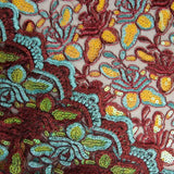 Broderie rebrossée avec tissu à sequins Alhambra Rouge - Ribes y Casals