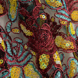 Broderie rebrossée avec tissu à sequins Alhambra Rouge - Ribes y Casals