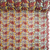 Broderie rebrossée avec tissu à sequins Alhambra Rouge - Ribes y Casals
