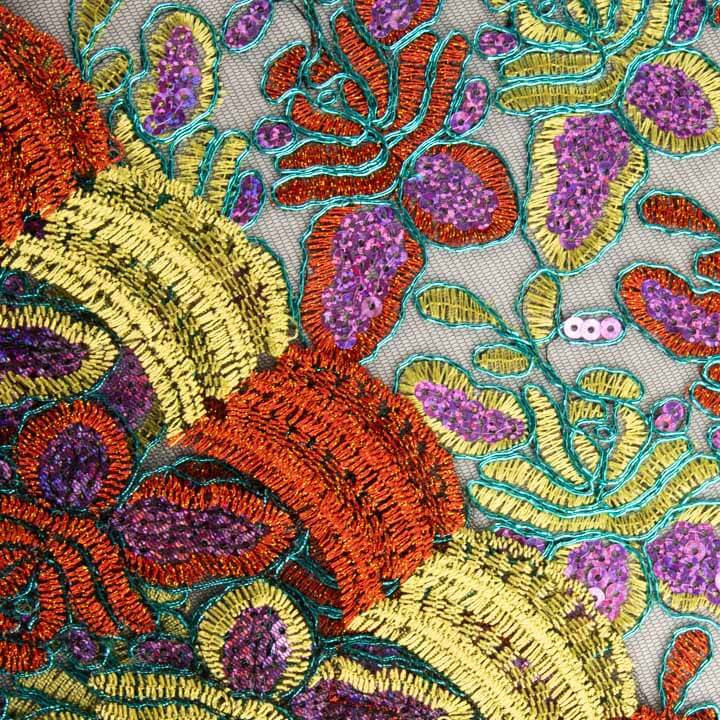 Broderie « Rebrodé » avec sequins Alhambra orange/jaune - Ribes y Casals