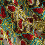 Broderie rebrossée avec tissu à sequins Alhambra vert turquoise - Ribes y Casals
