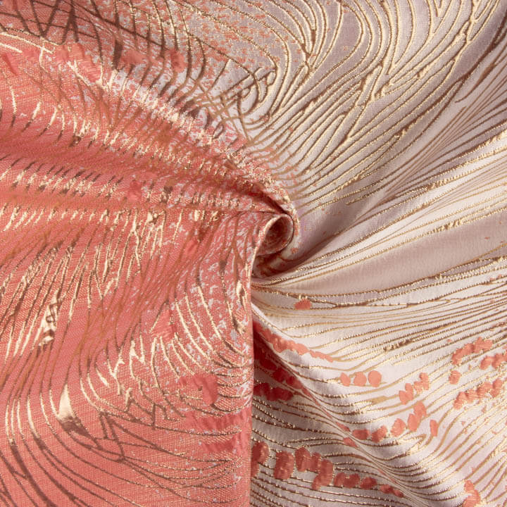 Jacquard fantaisie « Vortex » corail et rose - Ribes y Casals