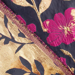 Brocart fantaisie Magnolia bleu, fuchsia et doré - Ribes y Casals