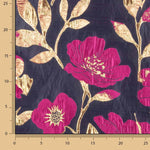 Brocart fantaisie Magnolia bleu, fuchsia et doré - Ribes y Casals