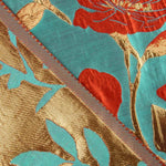 Brocart fantaisie Magnolia turquoise, rouge et doré - Ribes y Casals
