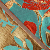 Brocart fantaisie Magnolia turquoise, rouge et doré - Ribes y Casals