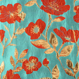 Brocart fantaisie Magnolia turquoise, rouge et doré - Ribes y Casals