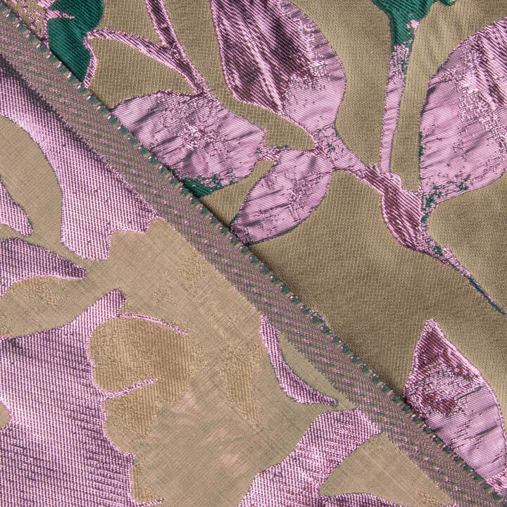 Brocart fantaisie Magnolia taupe, vert et rose - Ribes y Casals