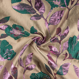 Brocart fantaisie Magnolia taupe, vert et rose - Ribes y Casals