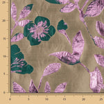 Brocart fantaisie Magnolia taupe, vert et rose - Ribes y Casals