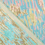 Jacquard fantaisie à paillettes turquoise multicolores - Ribes y Casals