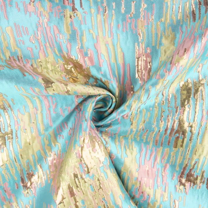 Jacquard fantaisie à paillettes turquoise multicolores - Ribes y Casals