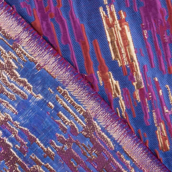 Jacquard fantaisie pailleté bleu multicolore - Ribes y Casals