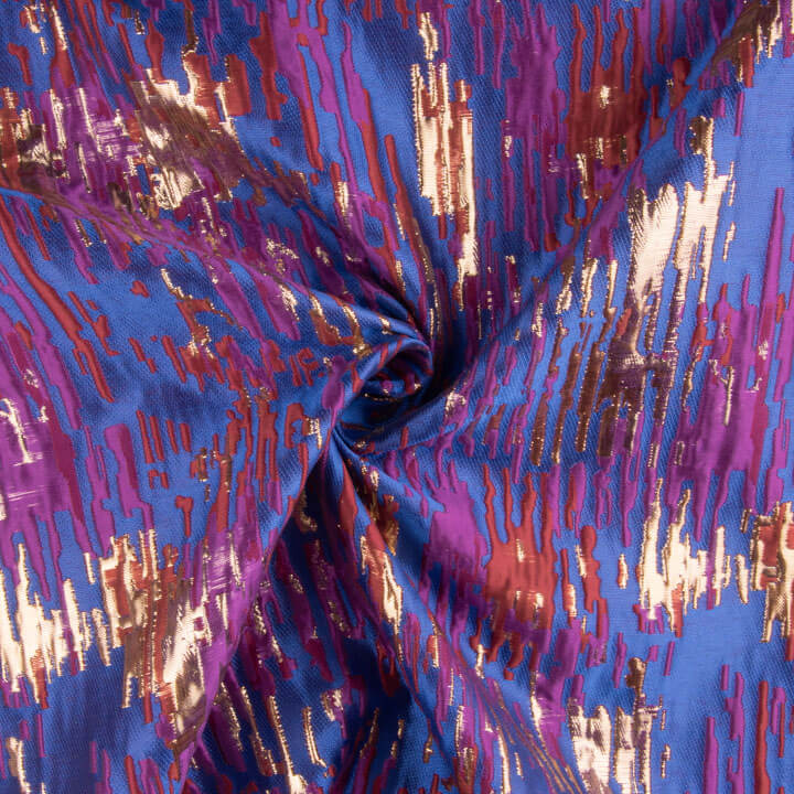 Jacquard fantaisie pailleté bleu multicolore - Ribes y Casals