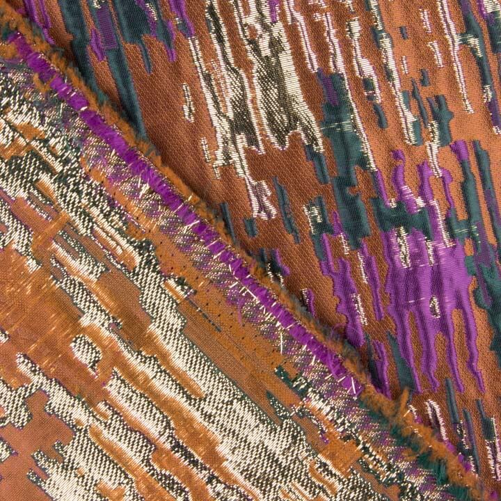 Jacquard fantaisie pailleté terracotta multicolore - Ribes y Casals