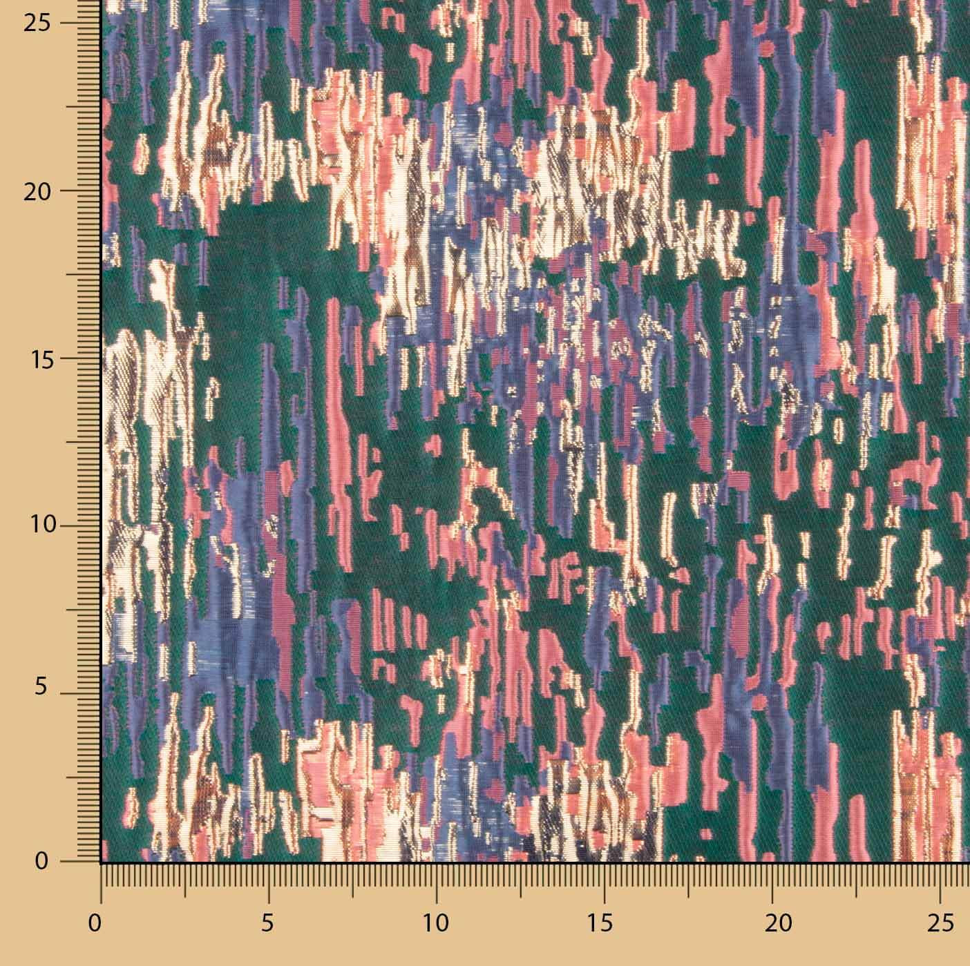 Jacquard fantaisie pailleté vert pétrole multicolore - Ribes y Casals