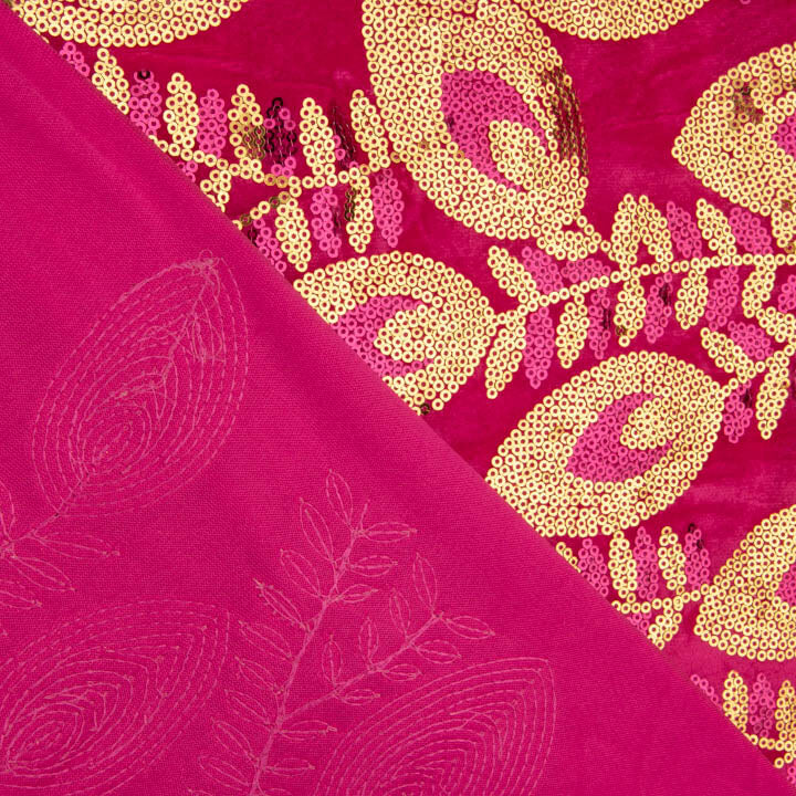 Tissu en velours brodé de paillettes « Dalia » fuchsia - Ribes y Casals