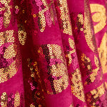 Tissu en velours brodé de paillettes « Dalia » fuchsia - Ribes y Casals