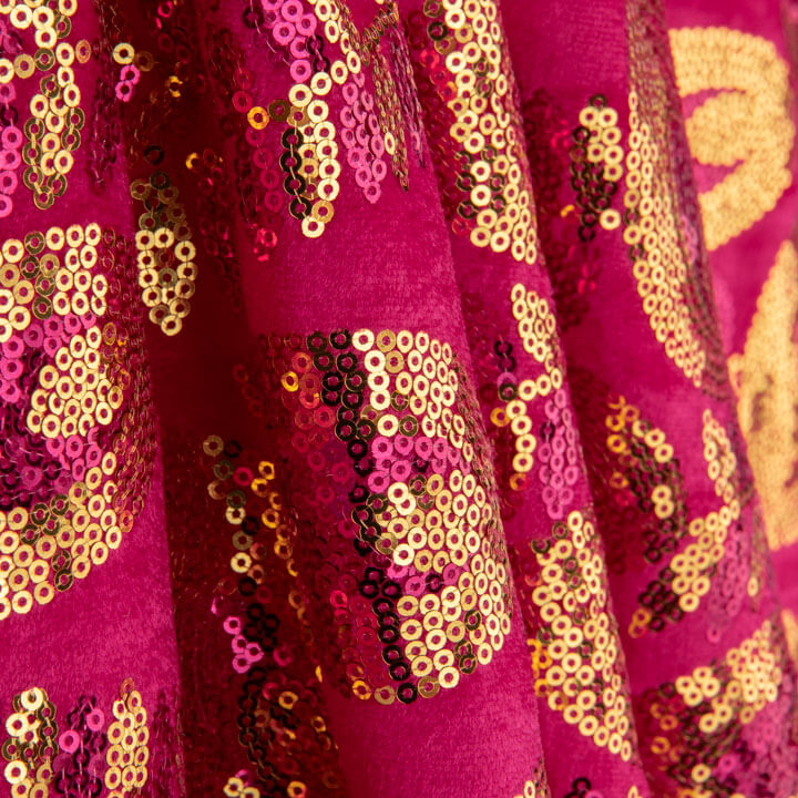 Tissu en velours brodé de paillettes « Dalia » fuchsia - Ribes y Casals