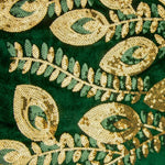 Tissu en velours brodé « Dahlia » vert foncé avec paillettes - Ribes y Casals