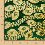 Tissu en velours brodé « Dahlia » vert foncé avec paillettes - Ribes y Casals