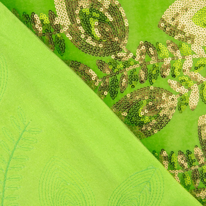 Tissu en velours vert clair « Dahlia » brodé de paillettes - Ribes y Casals
