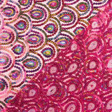 Tulle fuchsia fantaisie élastique à sequins prismatiques - Ribes y Casals