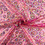 Tulle fuchsia fantaisie élastique à sequins prismatiques - Ribes y Casals