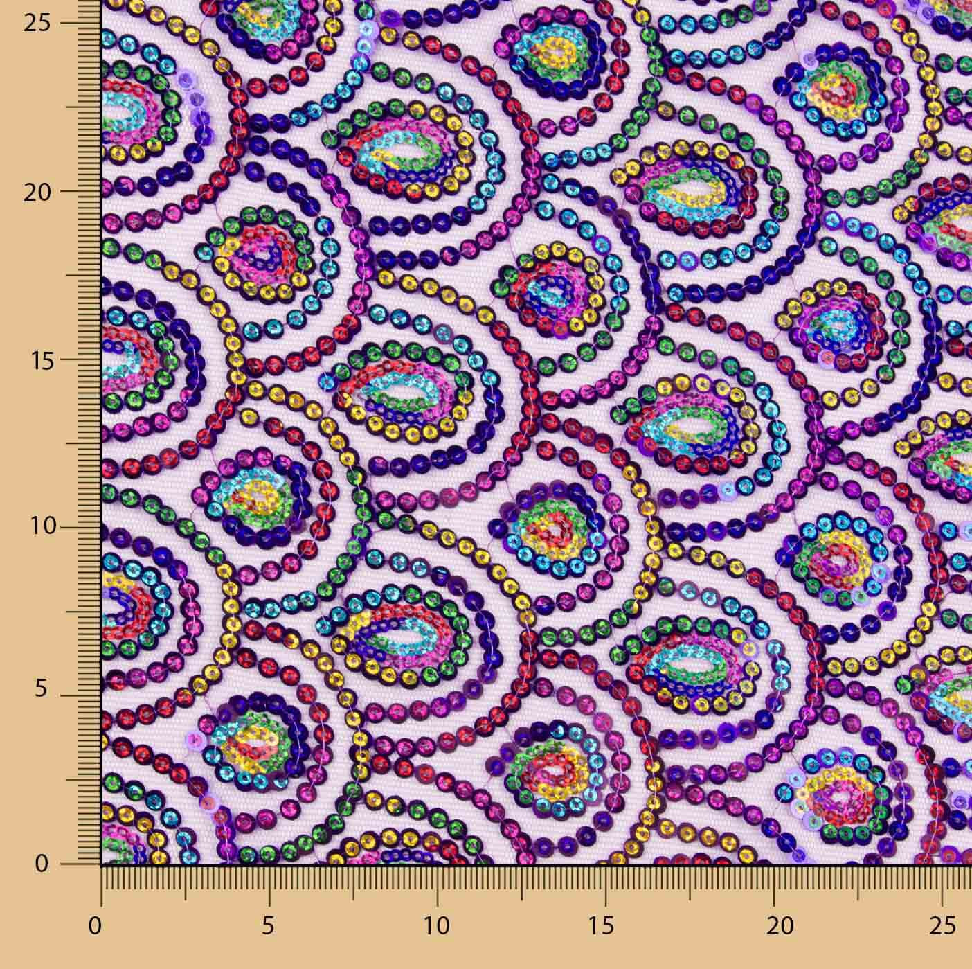 Tulle violet fantaisie élastique à sequins prismatiques - Ribes y Casals