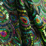 Tulle noir fantaisie élastique à sequins prismatiques - Ribes y Casals