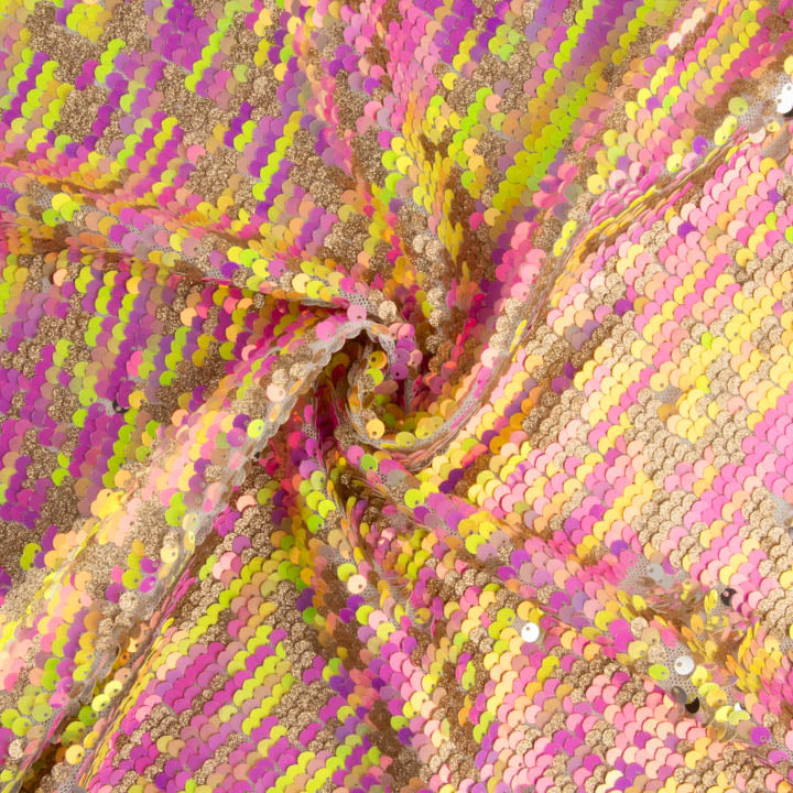 Tulle fantaisie à sequins irisés Aurora Fuchsia - Ribes y Casals