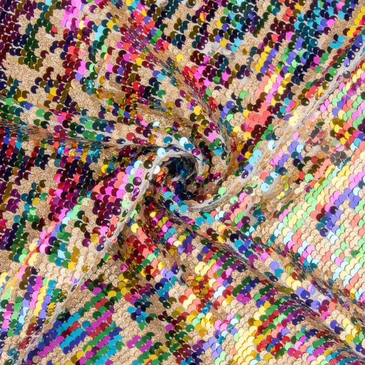 Tulle fantaisie à tissu à sequins irisés Aurora multicolore - Ribes y Casals