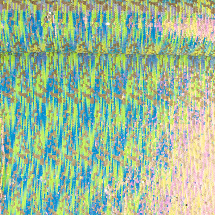 Tulle fantaisie à tissu à sequins irisé vert aurore - Ribes y Casals