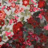 Tulle brodé de fleurs avec sequins Carmen rouge et noir - Ribes y Casals