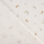 Mousseline plumetis « Petits oursons fleuris » bleue - Ribes y Casals