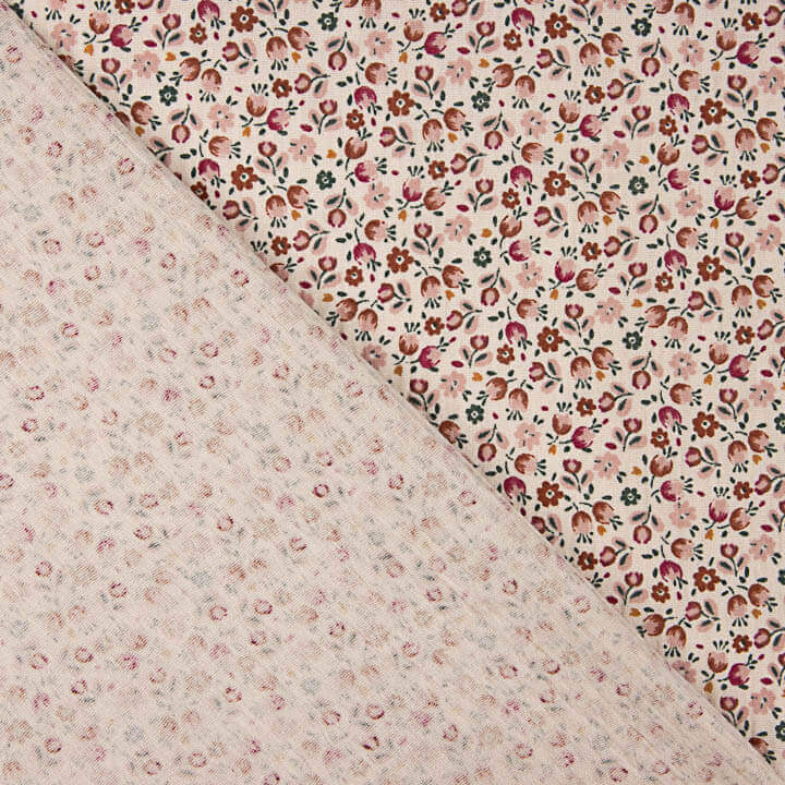 Double gaze fleuri Liberty rose - Ribes y Casals