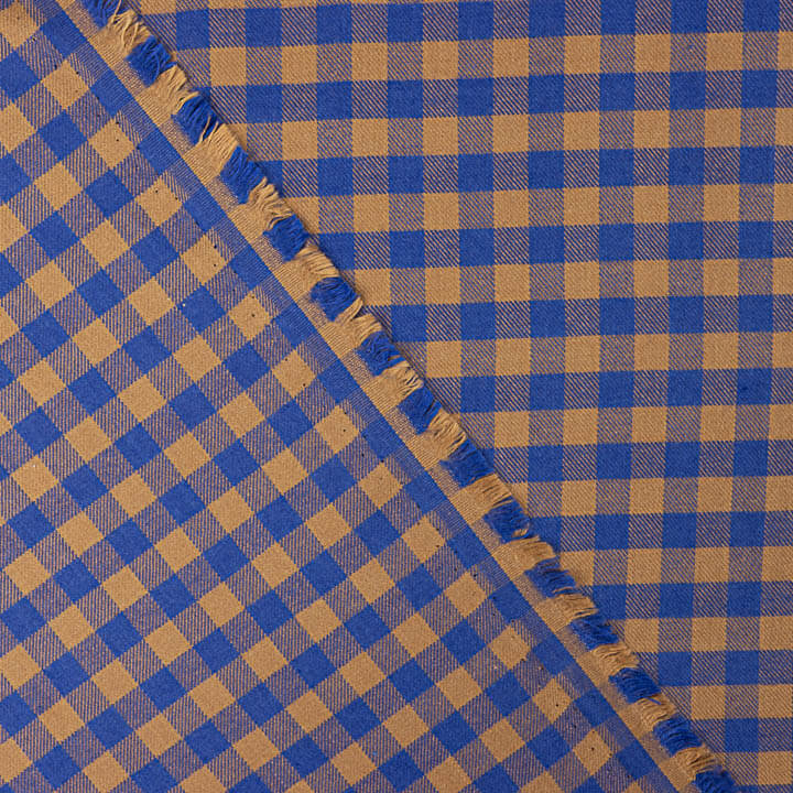 T-shirt en tissu de coton à carreaux bleus et marron - Ribes y Casals