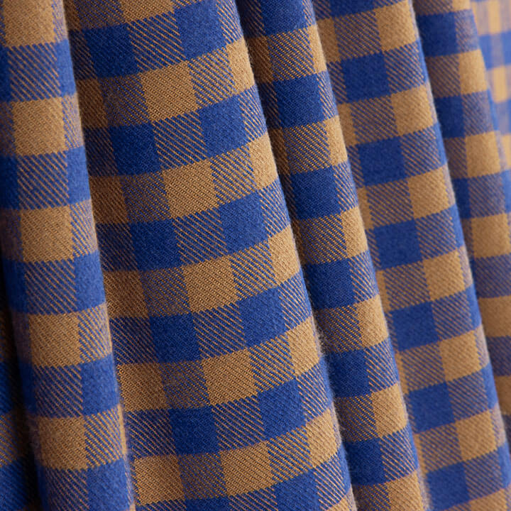 T-shirt en tissu de coton à carreaux bleus et marron - Ribes y Casals