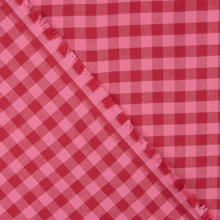 T-shirt en tissu de coton à carreaux roses et rouges - Ribes y Casals