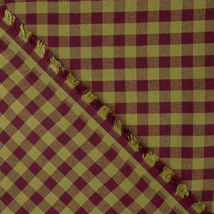 T-shirt en tissu de coton à carreaux grenat et vert - Ribes y Casals