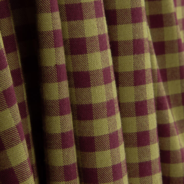T-shirt en tissu de coton à carreaux grenat et vert - Ribes y Casals