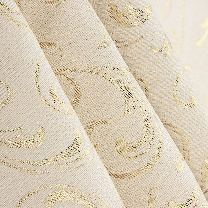 Toile de coton jacquard avec Lurex doré et motifs de branches décoratives - Ribes y Casals