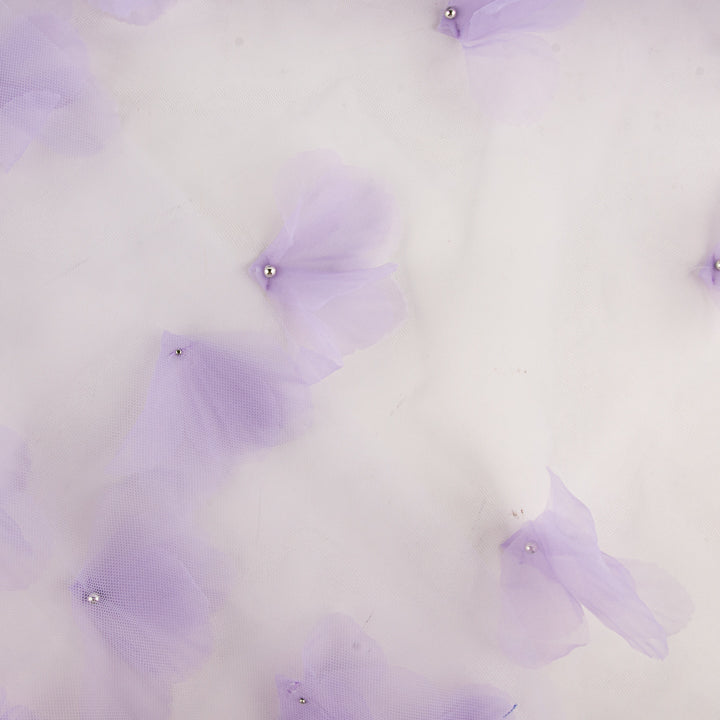 Tulle lilas fleuri en 3D et perles - Ribes y Casals