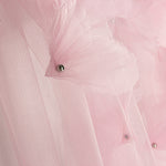 Tulle rose fleuri avec fleurs en 3D et perles - Ribes y Casals