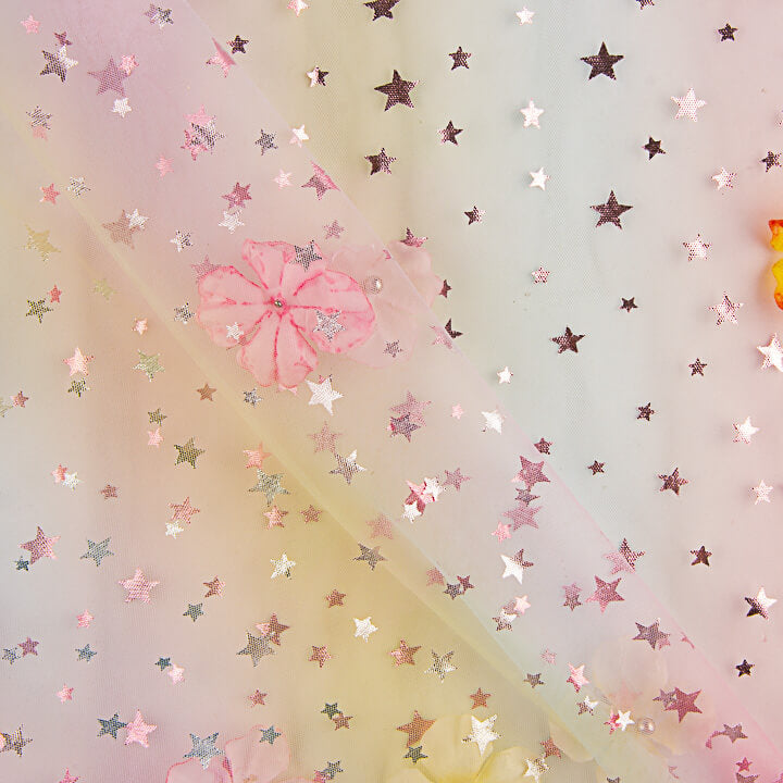 Tulle « Arc-en-ciel Ciel des fées » avec fleurs en 3D et étoiles - Ribes y Casals